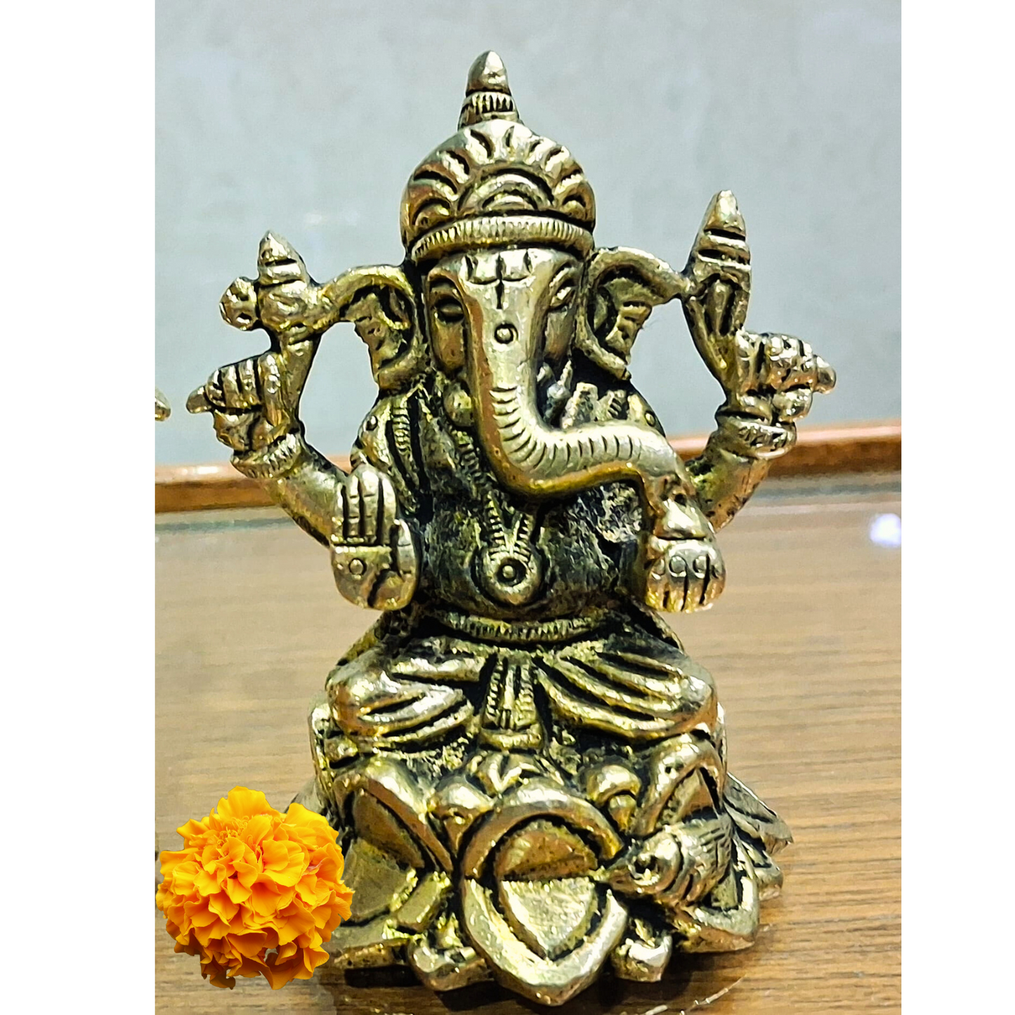 Brass Lord Ganesha Idol – Ganpati Statue for Pooja, Home Temple & Spiritual Gift
