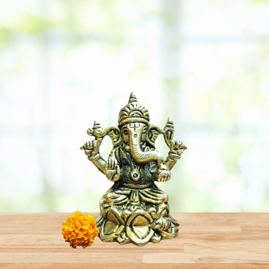 Brass Lord Ganesha Idol – Ganpati Statue for Pooja, Home Temple & Spiritual Gift