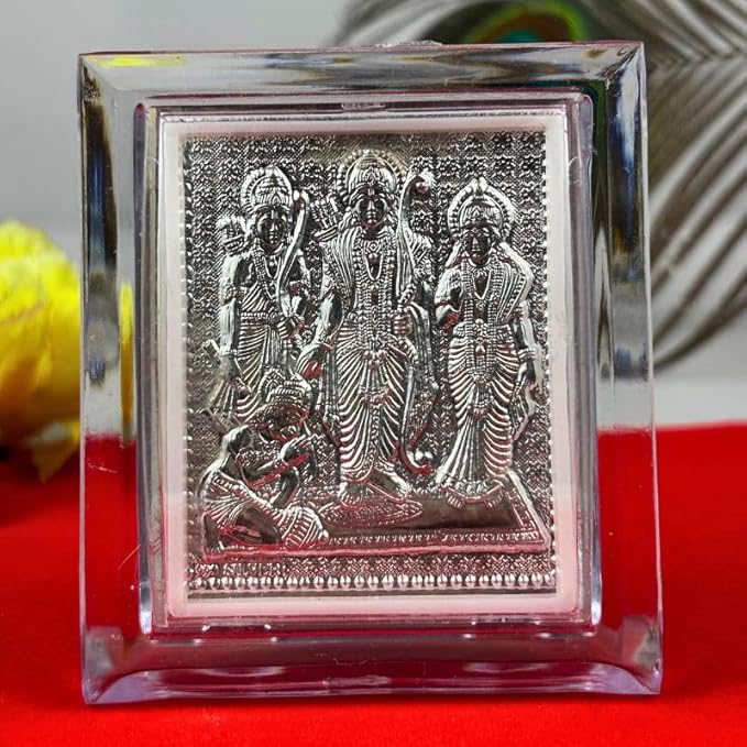 Silver Plated Ram Darbar Ji Photo Frame for Home Temple, Puja Room & Office – Pure Silver Religious Gift