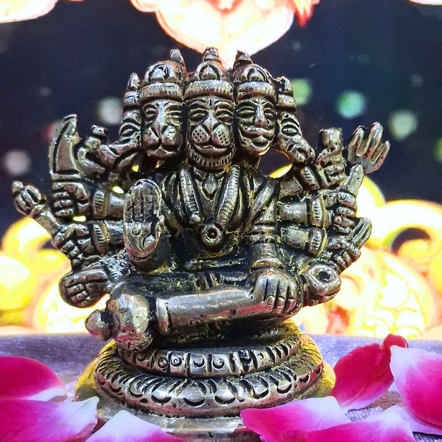 Brass Panchmukhi Hanuman Ji Idol – Divine Protector for Home, Office & Temple