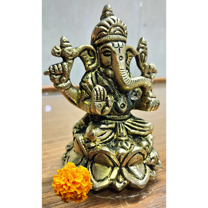 Brass Lord Ganesha Idol – Ganpati Statue for Pooja, Home Temple & Spiritual Gift