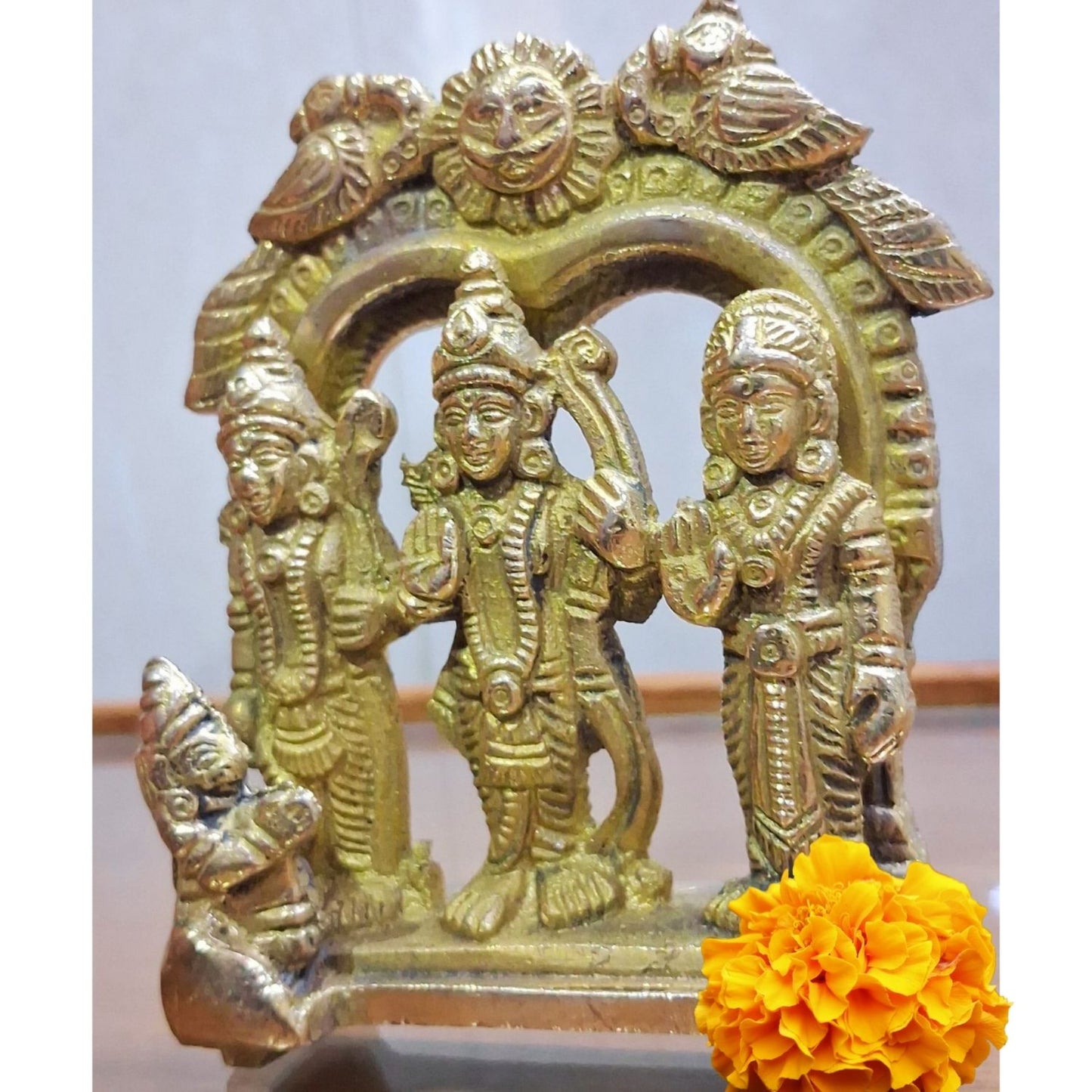 Brass Ram Darbar Idol – Handmade Lord Ram, Sita, Lakshman & Hanuman Statue | Puja & Home Temple Decor