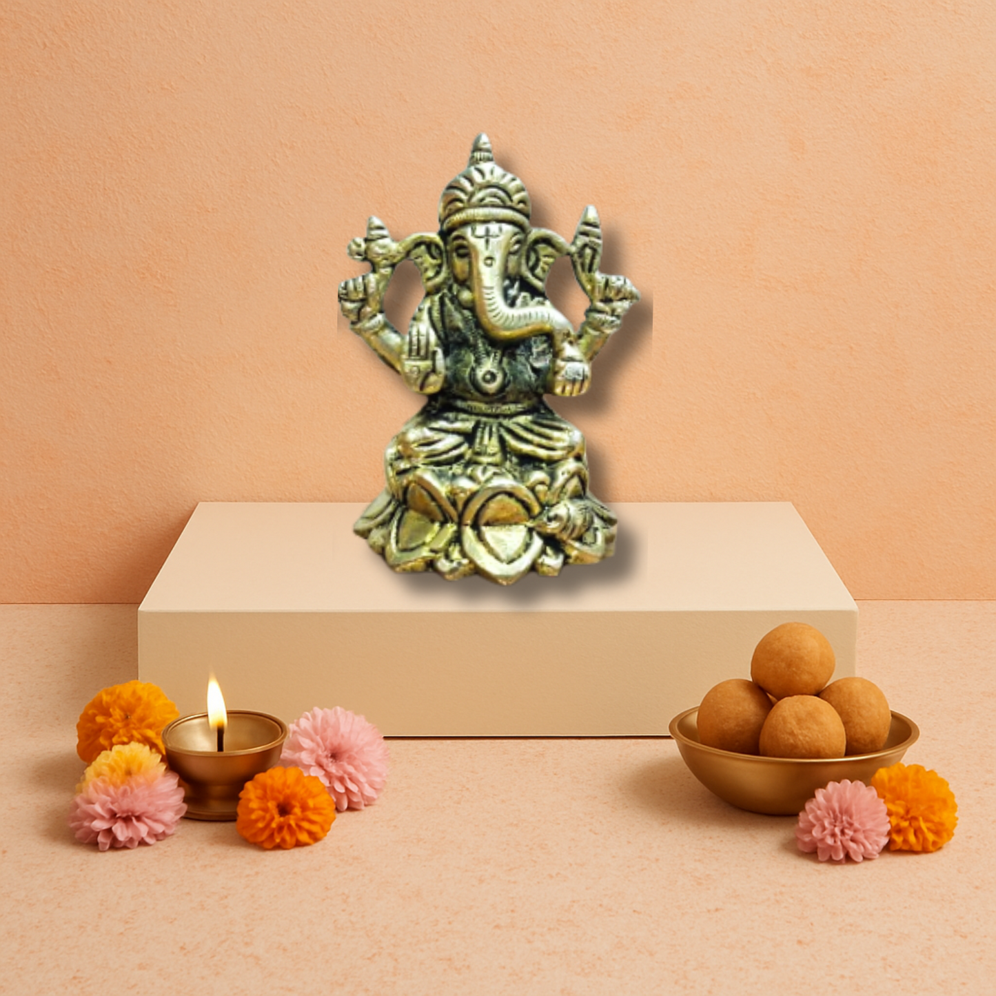 Brass Lord Ganesha Idol – Ganpati Statue for Pooja, Home Temple & Spiritual Gift