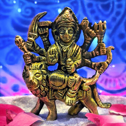 Brass Mata Rani Idol on Lion – Divine Durga Maa Statue for Home, Temple & Gifting