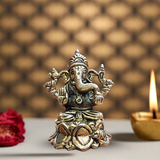 Brass Lord Ganesha Idol – Ganpati Statue for Pooja, Home Temple & Spiritual Gift